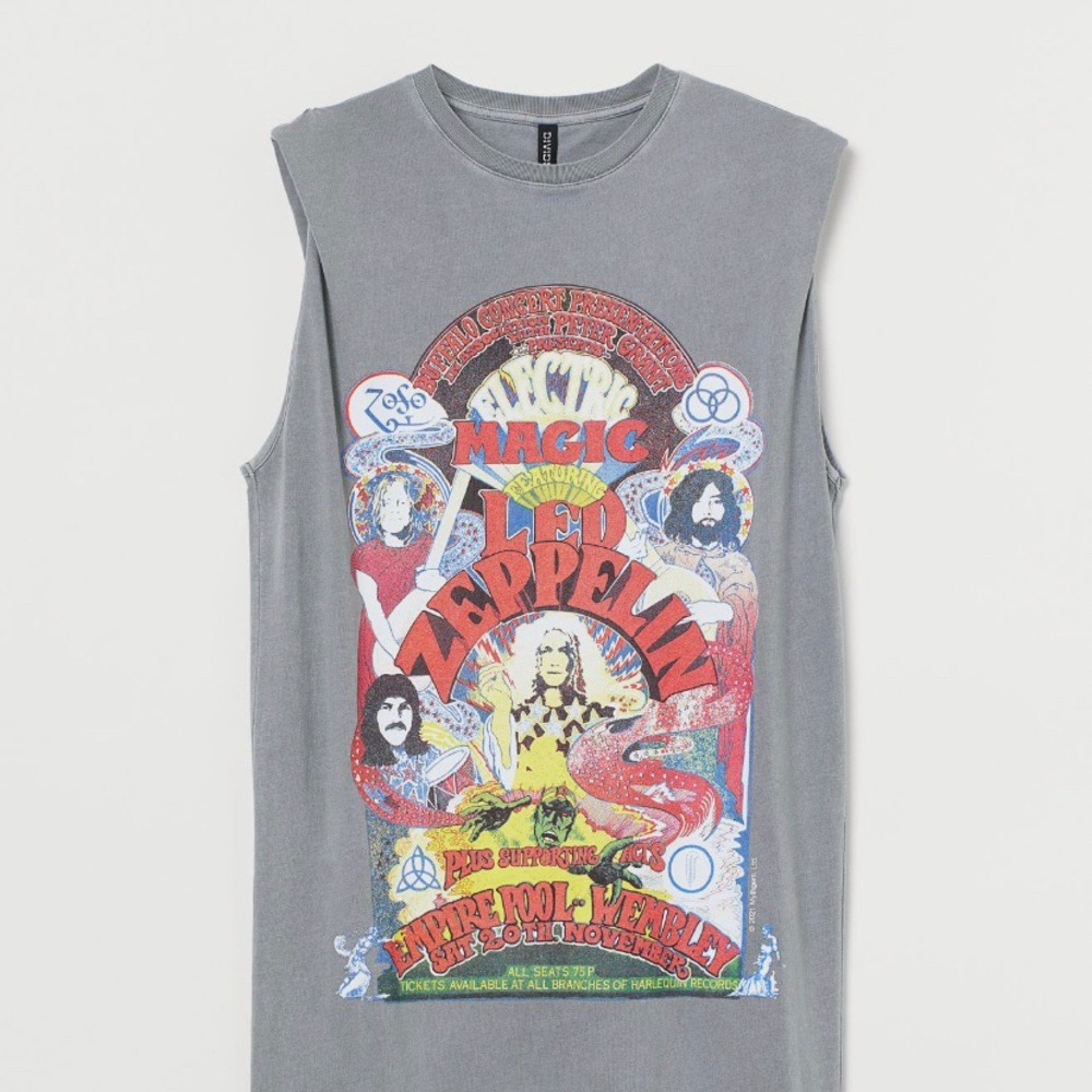 H&M Led Zeppelin T-Shirt Dress- Size L